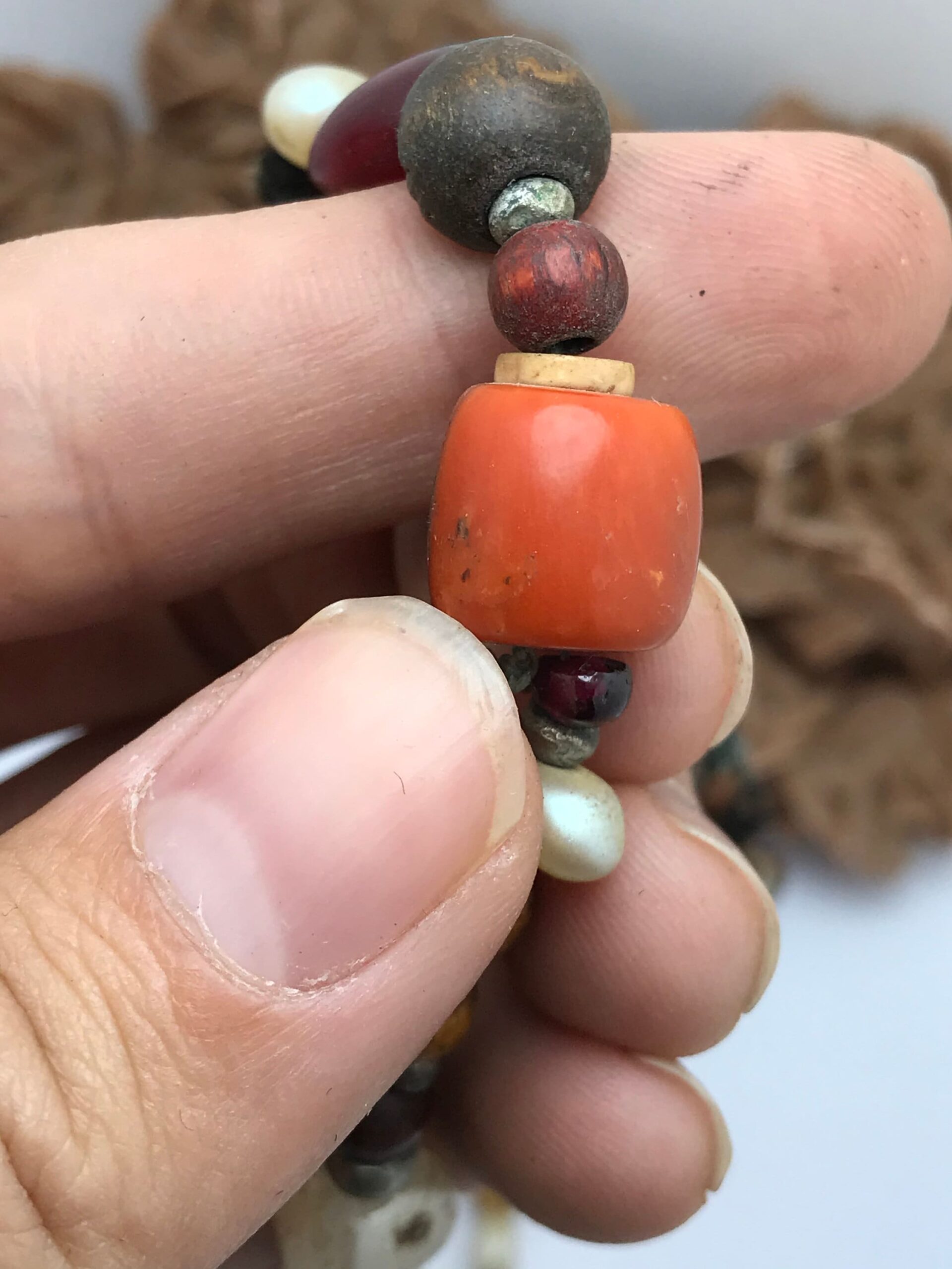 Collier Ras-du-cou En Argent 925 Avec Corail Rouge, Jade Et Quartz Fumé - Longueur Réglable 49 Cm, Neuf