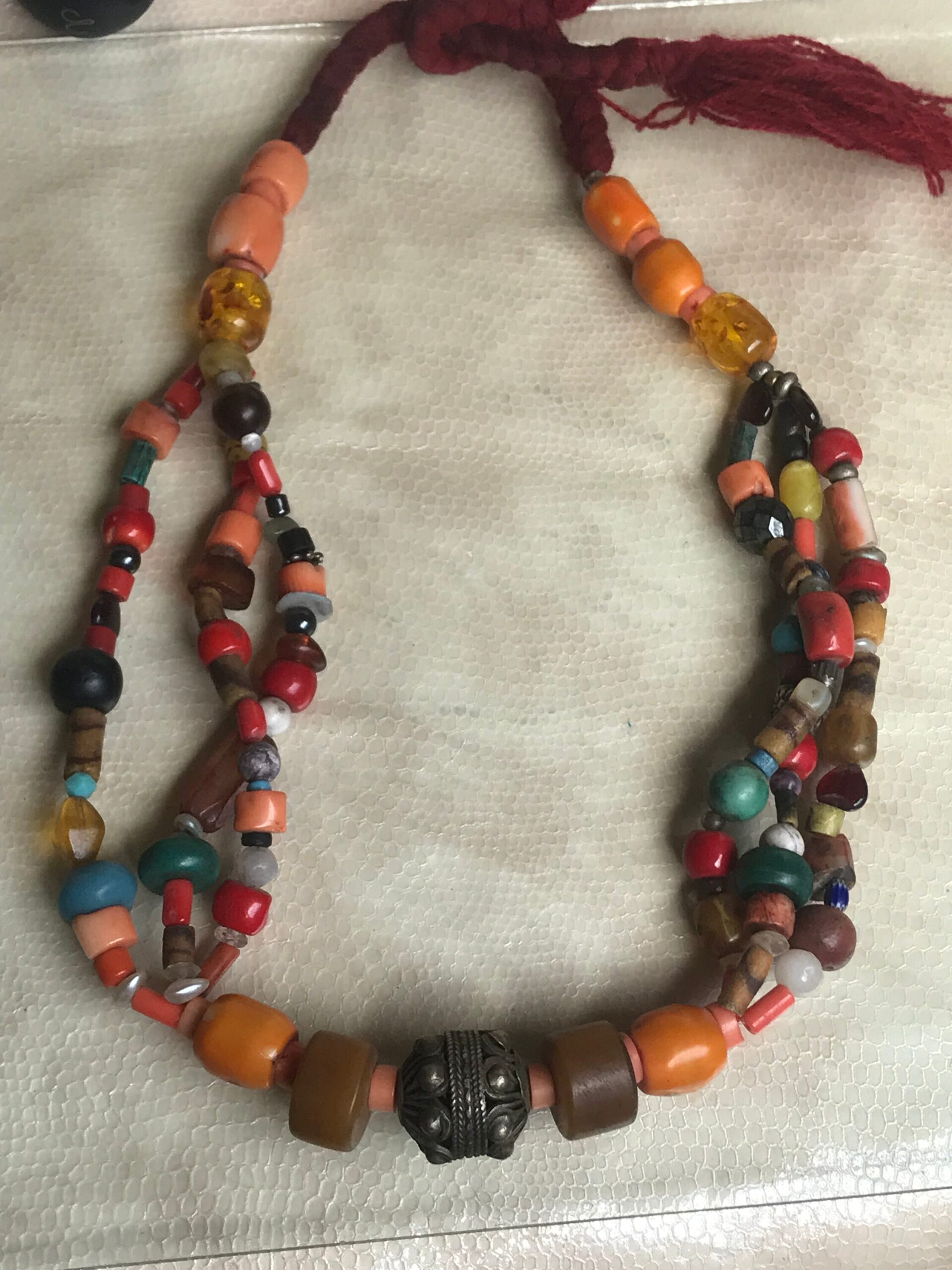 Collier Vintage Kabyle Berbère – Émaux Et Métal – Bijou Authentique D'occasion