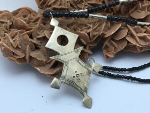 Collier Touareg du Sahara, petit pendentif, unisexe tribal d’Afrique du Nord,croix deu sud