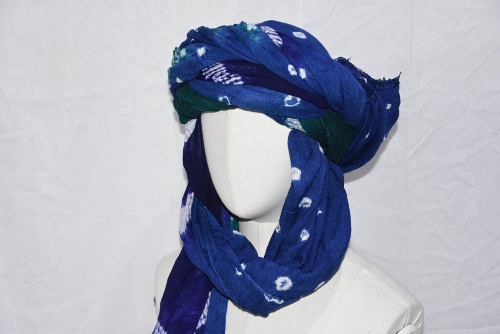 Turag tuareg scarf green indigo color 4 meters , cotton natural , turban ...