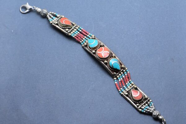 Berber Bracelet Corail and Turquoise Handmade