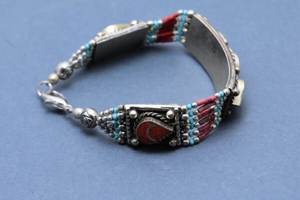 Berber Bracelet Corail and Turquoise Handmade - Image 5