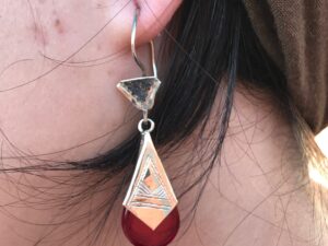 Tuareg earrings silver handmade,red onyx stone touareg,ethnic earrings