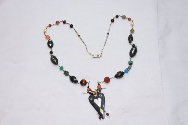 old ethnic necklace mauritania southern necklace with old ebony wood and silver