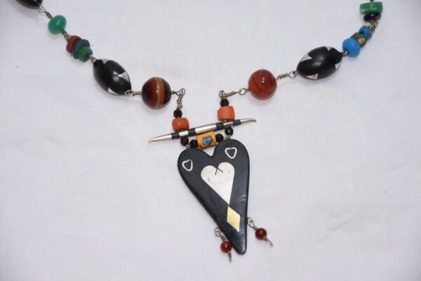 old ethnic necklace mauritania southern necklace with old ebony wood and silver - Image 2