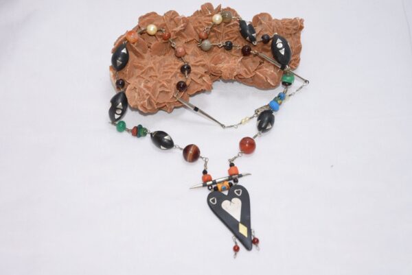 old ethnic necklace mauritania southern necklace with old ebony wood and silver - Image 4