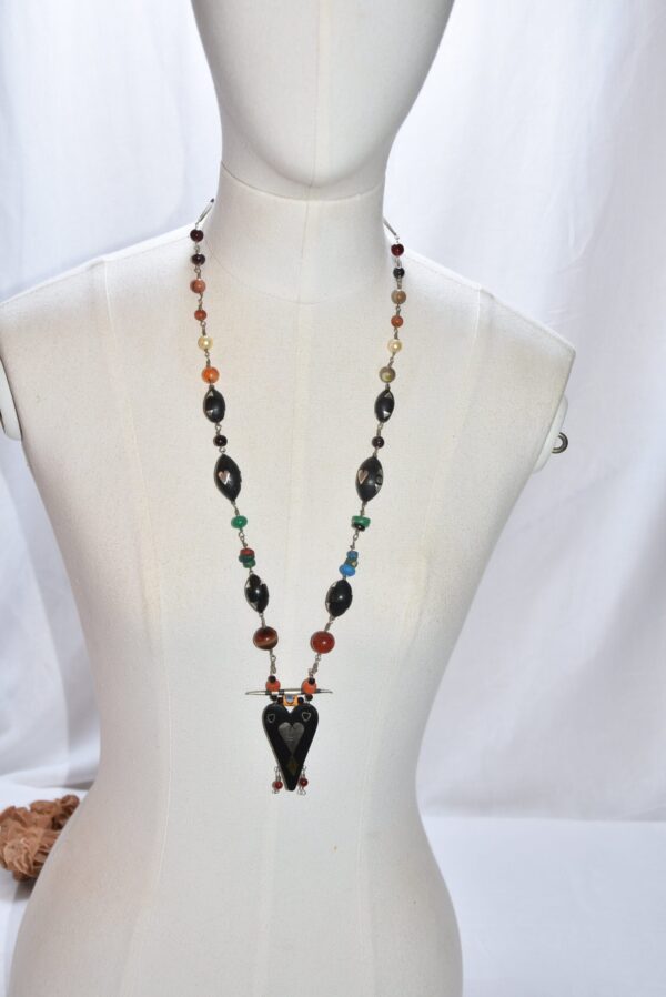 old ethnic necklace mauritania southern necklace with old ebony wood and silver - Image 5