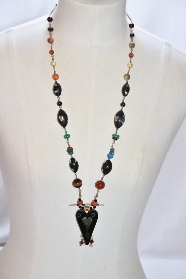 old ethnic necklace mauritania southern necklace with old ebony wood and silver - Image 6