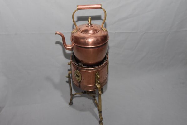 Moorish Brass and Copper Tea Pot on Kettle , Tea Set Moroccan Antique Moroccan samovar - Image 2