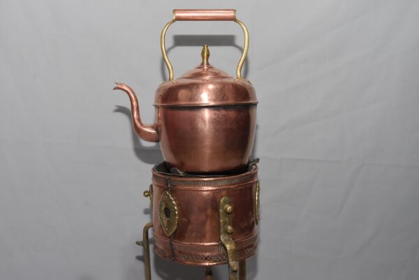 Moorish Brass and Copper Tea Pot on Kettle , Tea Set Moroccan Antique Moroccan samovar - Image 5
