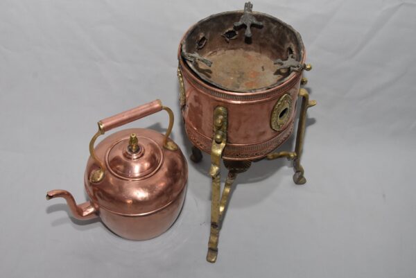 Moorish Brass and Copper Tea Pot on Kettle , Tea Set Moroccan Antique Moroccan samovar - Image 6