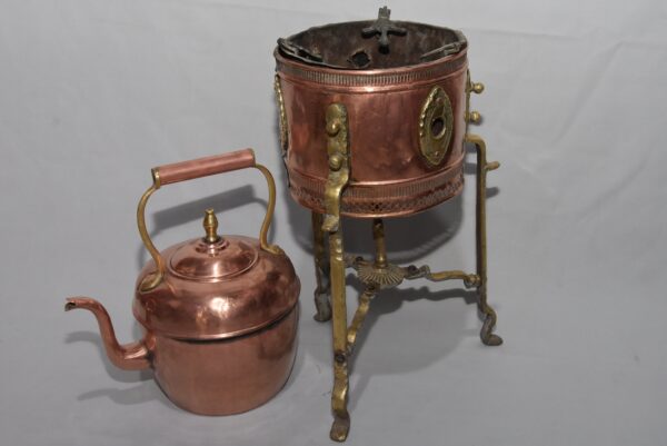 Moorish Brass and Copper Tea Pot on Kettle , Tea Set Moroccan Antique Moroccan samovar - Image 7