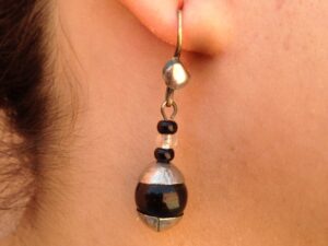 Berber Sterling Silver Onyx Earrings: Ethnic Touareg Jewelry