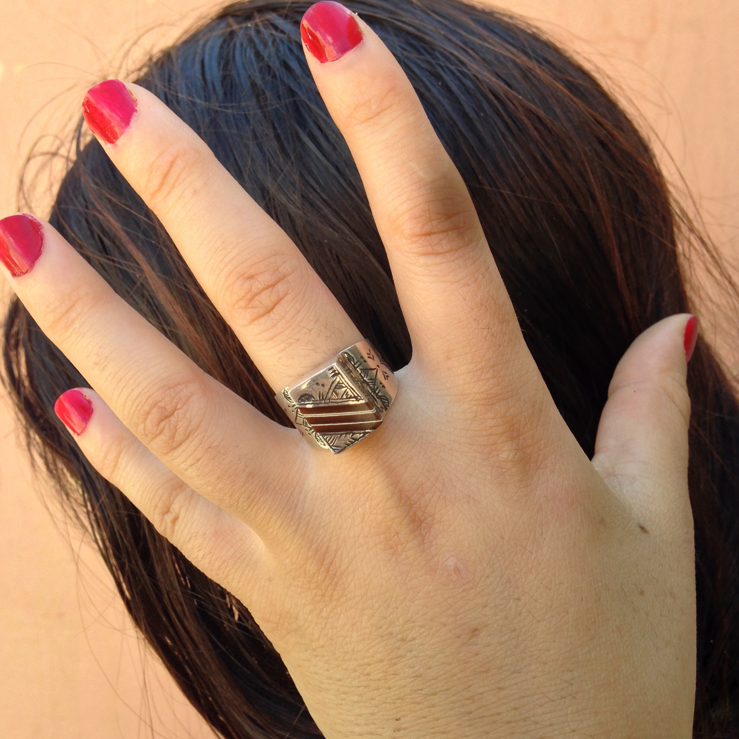 Handmade African Tuareg Ring Ethnic Tribal Jewelry Silver Gypsy Bohemian Artisan