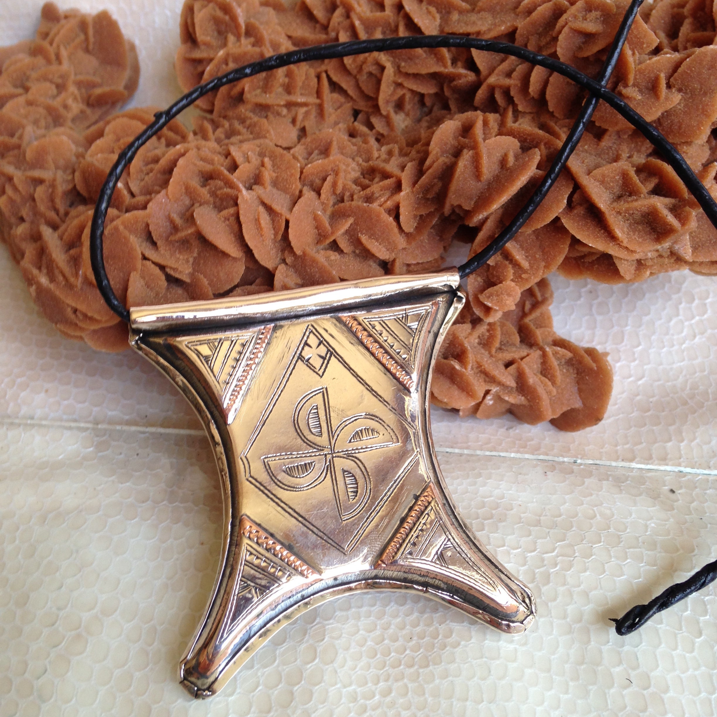Handmade Touareg Silver Copper Talisman Necklace: Berber Tribal Jewelry
