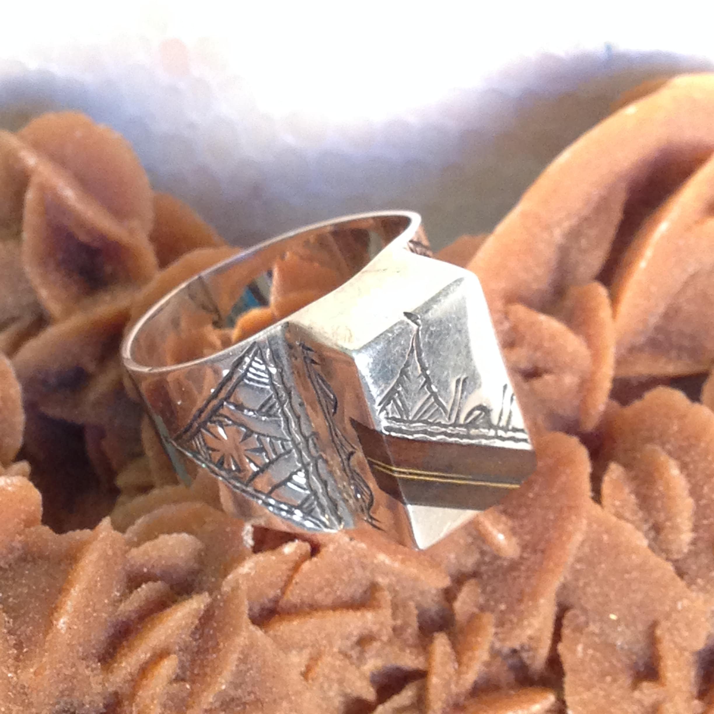 Handmade African Tuareg Ring Ethnic Tribal Jewelry Silver Gypsy Bohemian Artisan - Image 2