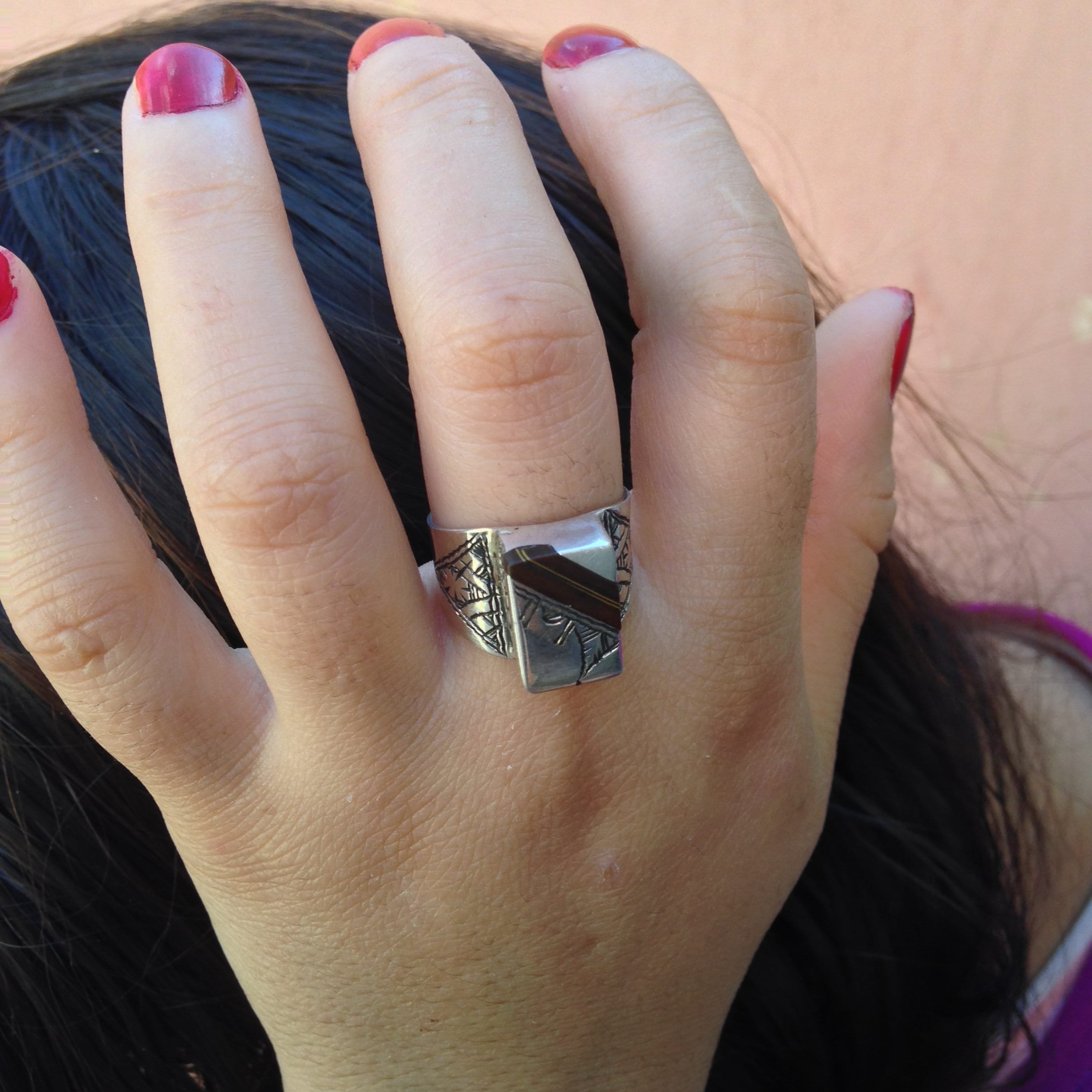 Handmade African Tuareg Ring Ethnic Tribal Jewelry Silver Gypsy Bohemian Artisan - Image 5
