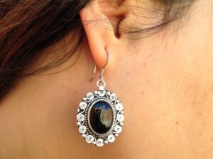 Handmade 999 Silver Touareg Earrings: Agate Berber Jewelry