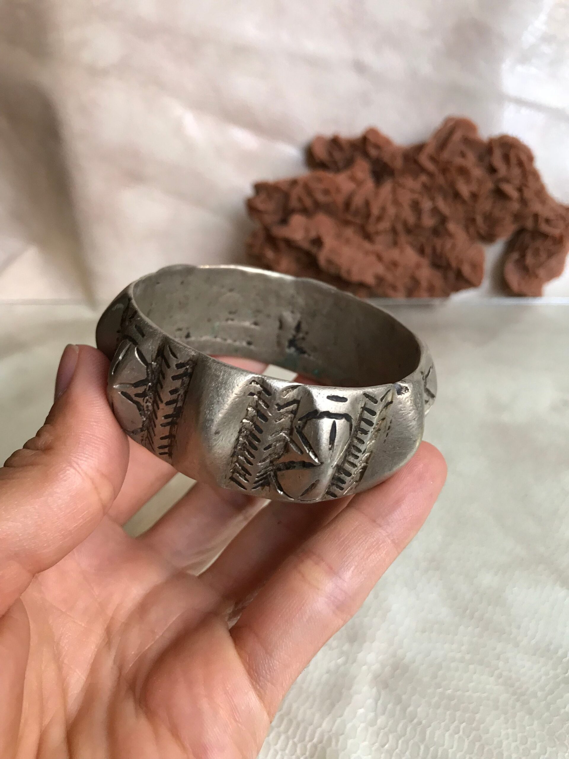Vintage Berber Bracelet: Ait Atta Aluminum Cuff, Morocco Ethnic Jewelry - Image 2