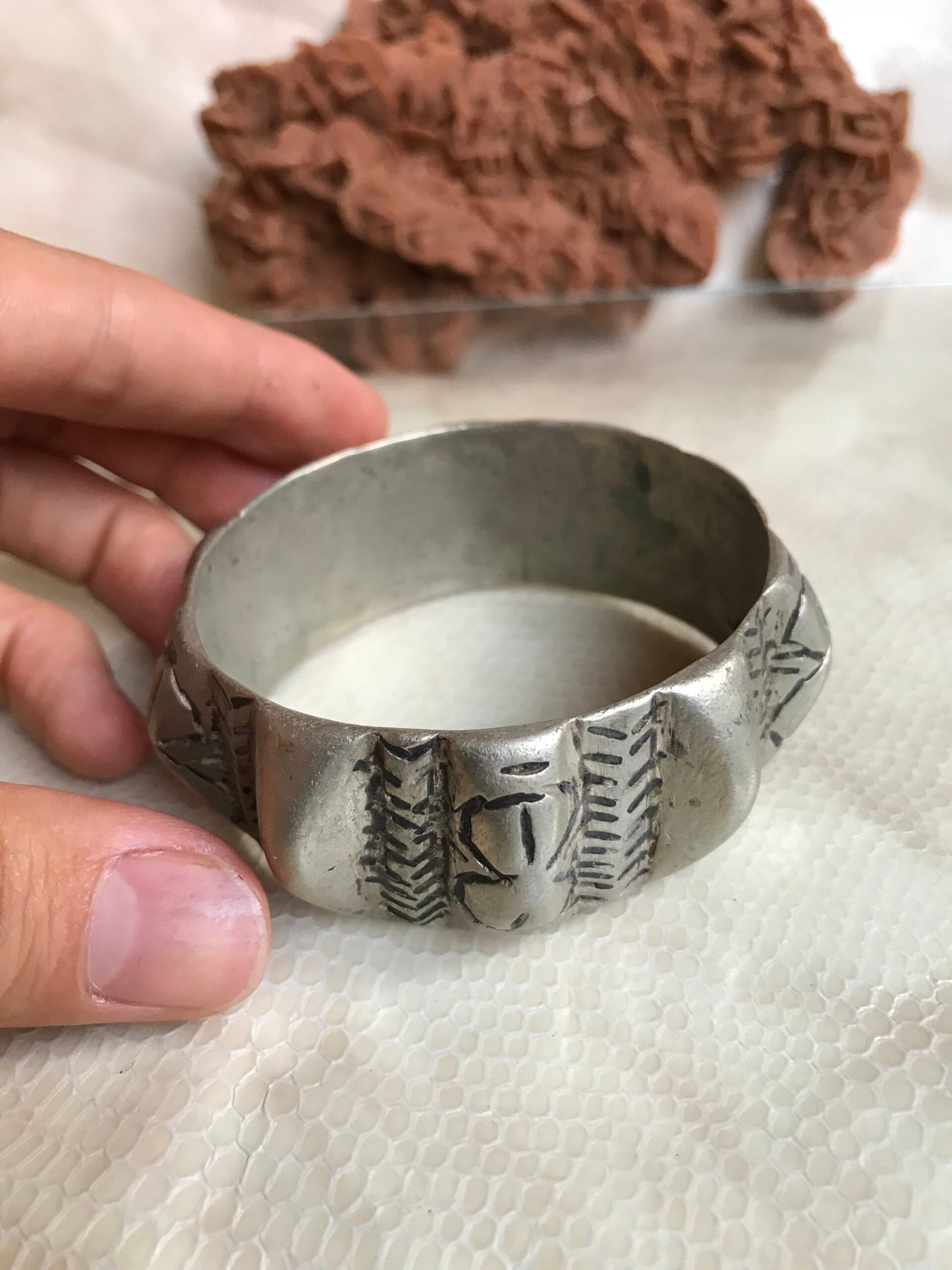 Vintage Berber Bracelet: Ait Atta Aluminum Cuff, Morocco Ethnic Jewelry - Image 3