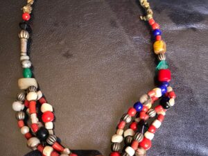 Berber Coral Necklace: Antique Silver & Glass Beads, Vallie Draa
