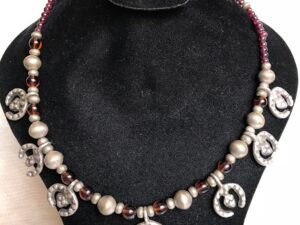 Berber Necklace: Antique Silver, Cornaline Beads, Moroccan Pendant