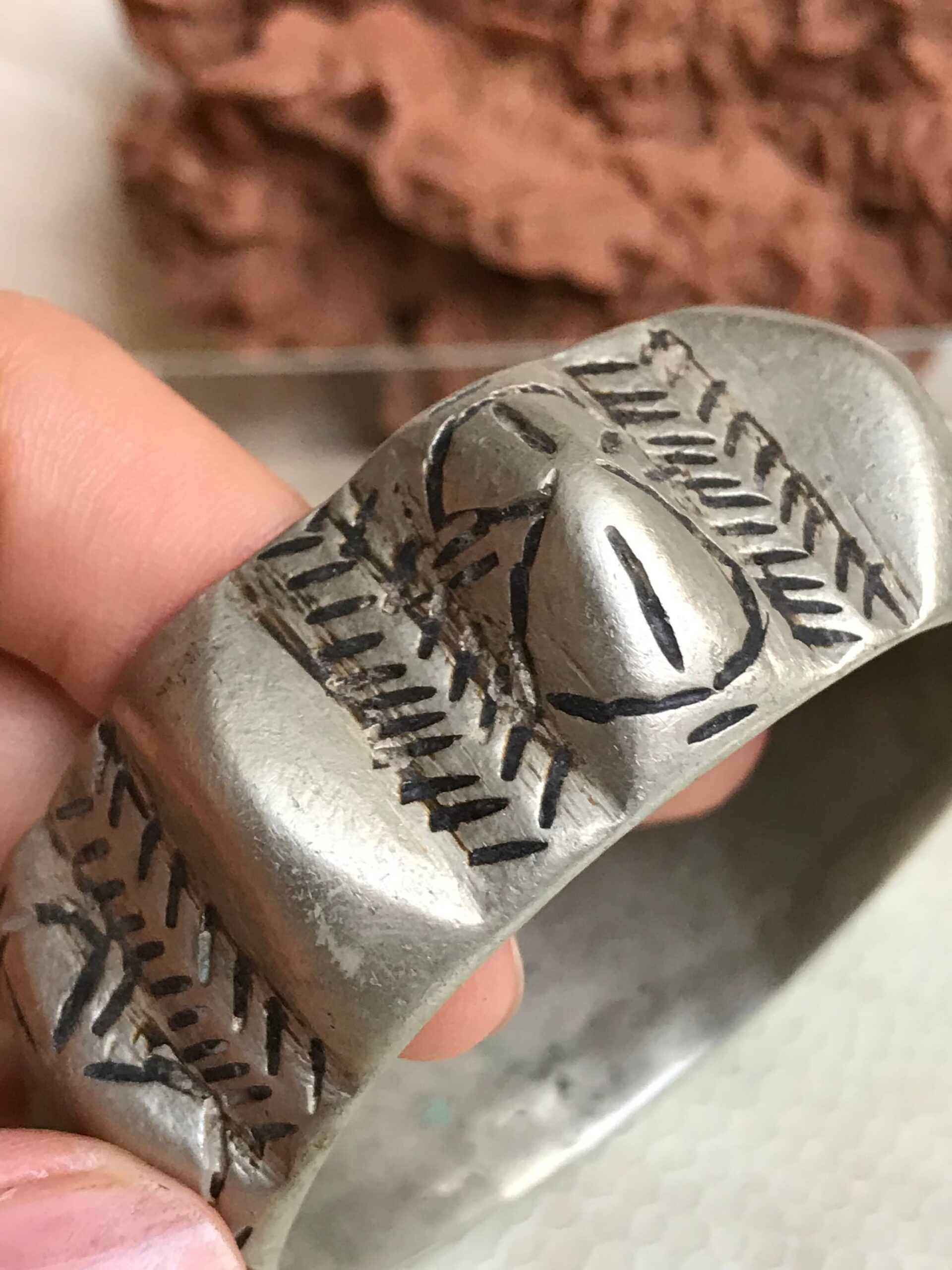 Vintage Berber Bracelet: Ait Atta Aluminum Cuff, Morocco Ethnic Jewelry - Image 4