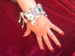 Handmade Enamel Silver Moroccan Bracelet: Berber Tribal Jewelry