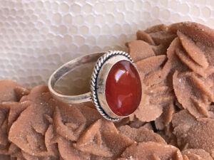 Handmade Sterling Silver Red Onyx Ring: Berber Design