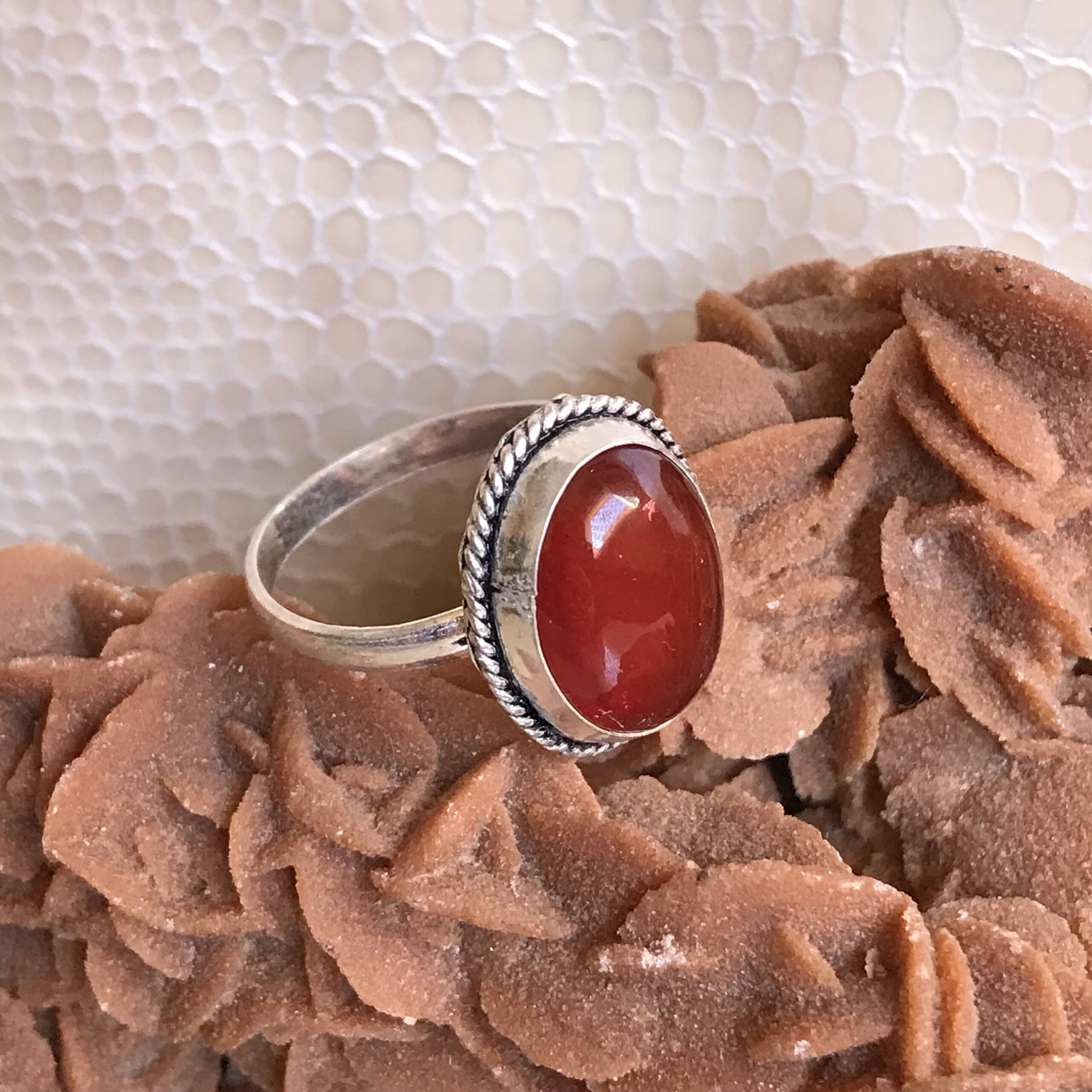 Handmade Sterling Silver Red Onyx Ring: Berber Design