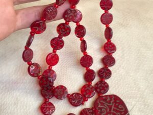 Vintage Mauritanian Bead Necklace: Rare Antique Glass, Arabic Script
