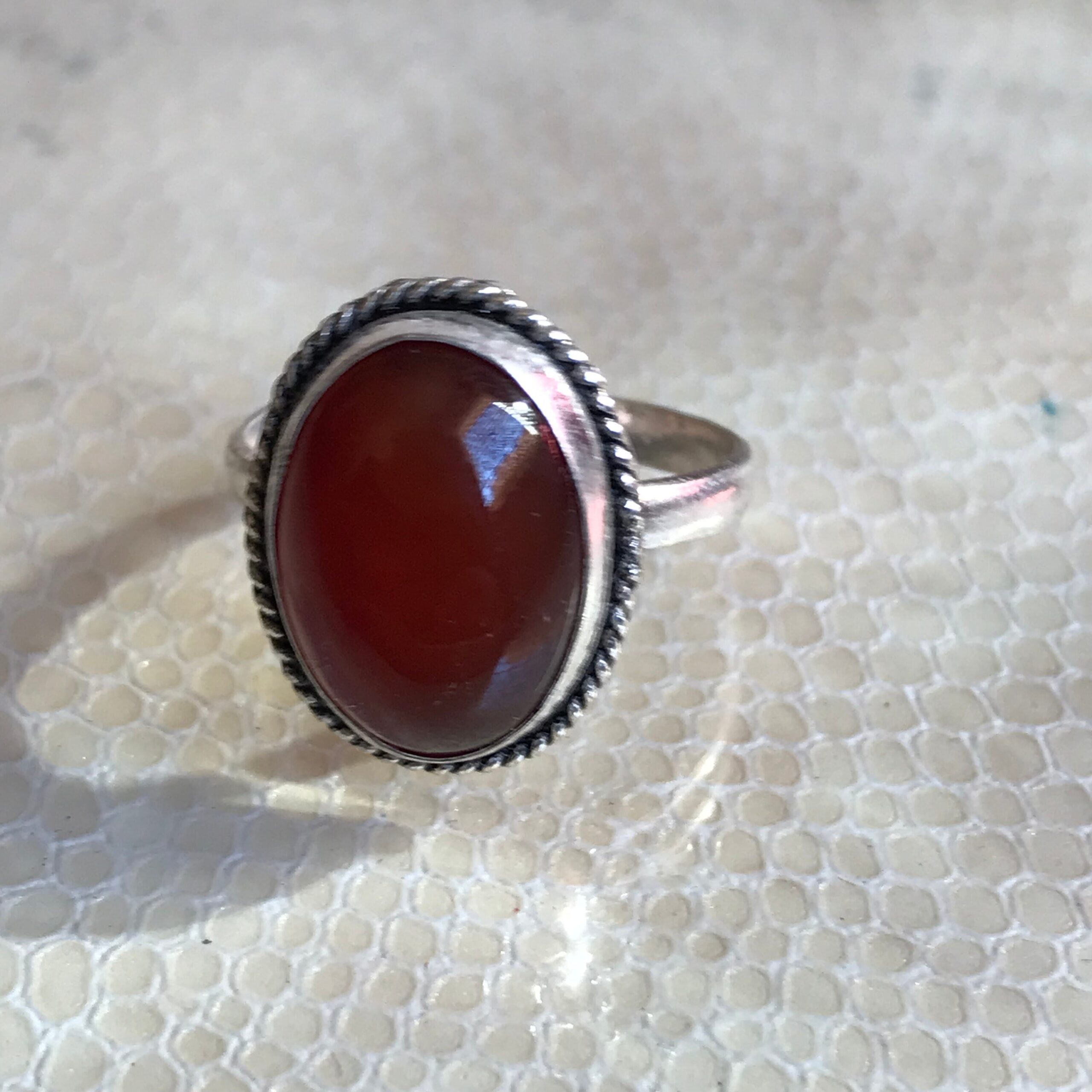 Handmade Sterling Silver Red Onyx Ring: Berber Design - Image 2