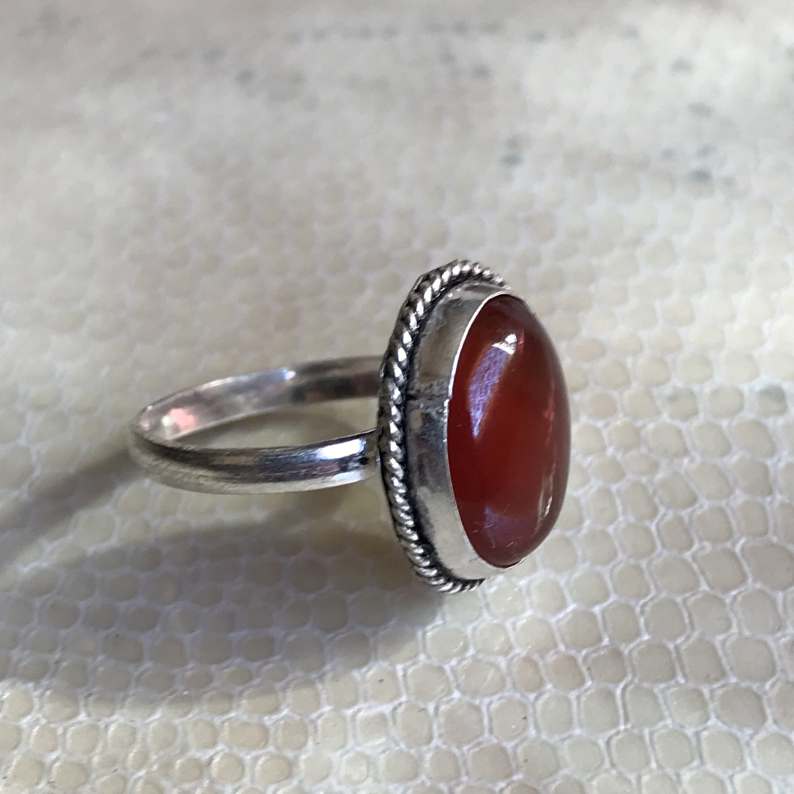 Handmade Sterling Silver Red Onyx Ring: Berber Design - Image 3