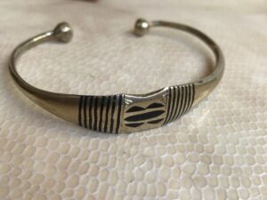 Berber Bracelet: Bronze Touareg Ebony Inlay, Moroccan Tribal Jewelry
