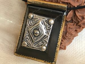 Vintage Touareg Ebony Amulet Necklace: Berber Tribal Jewelry