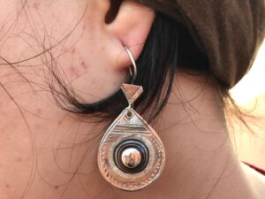 Handmade Tuareg Silver Earrings: Ebony Ethnic Moroccan Jewelry