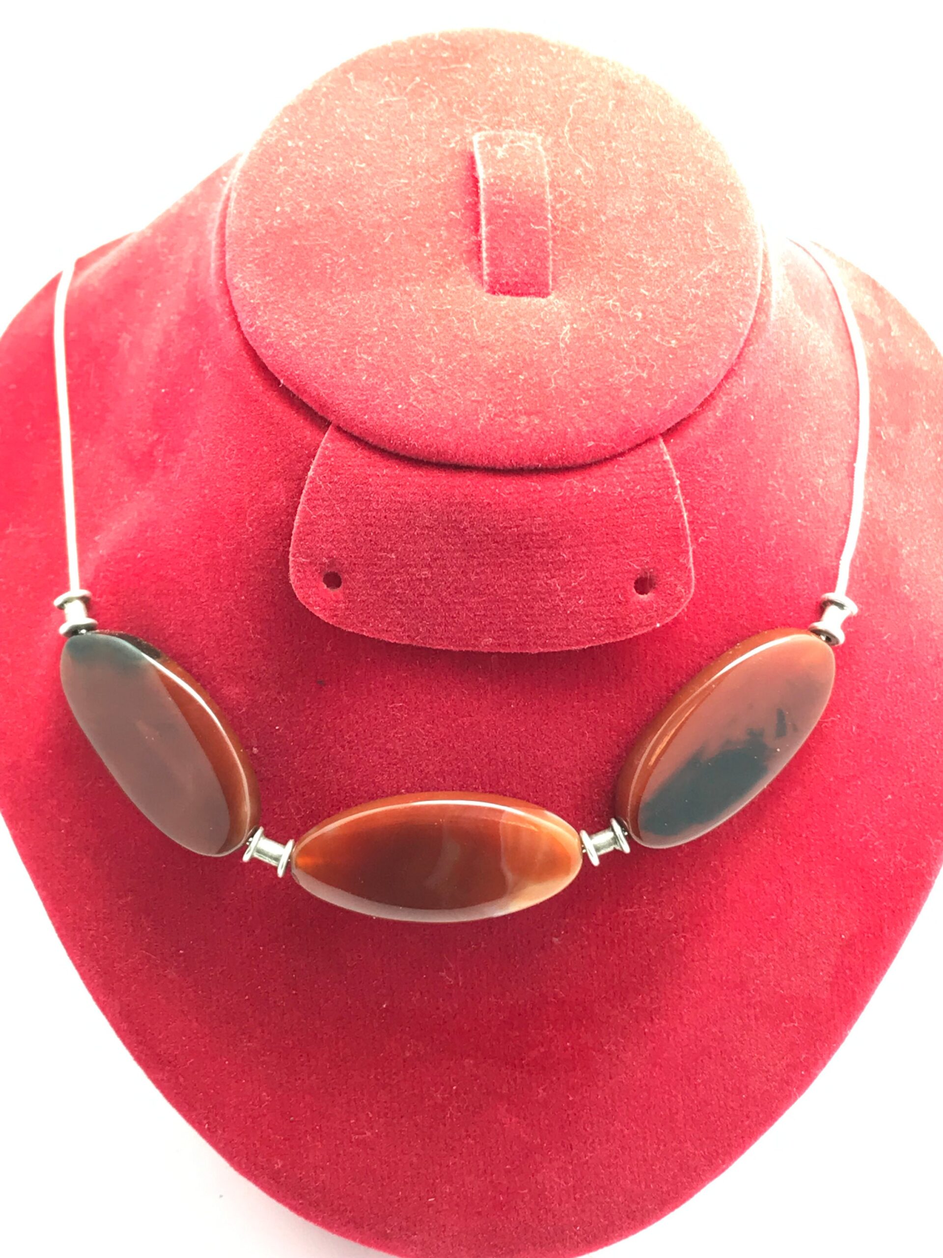 Vintage 925 Silver Carnelian Necklace - Ethnic Design