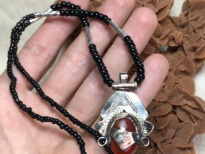 Agate Touareg Pendant Necklace: Berber Tribal Boho Jewelry