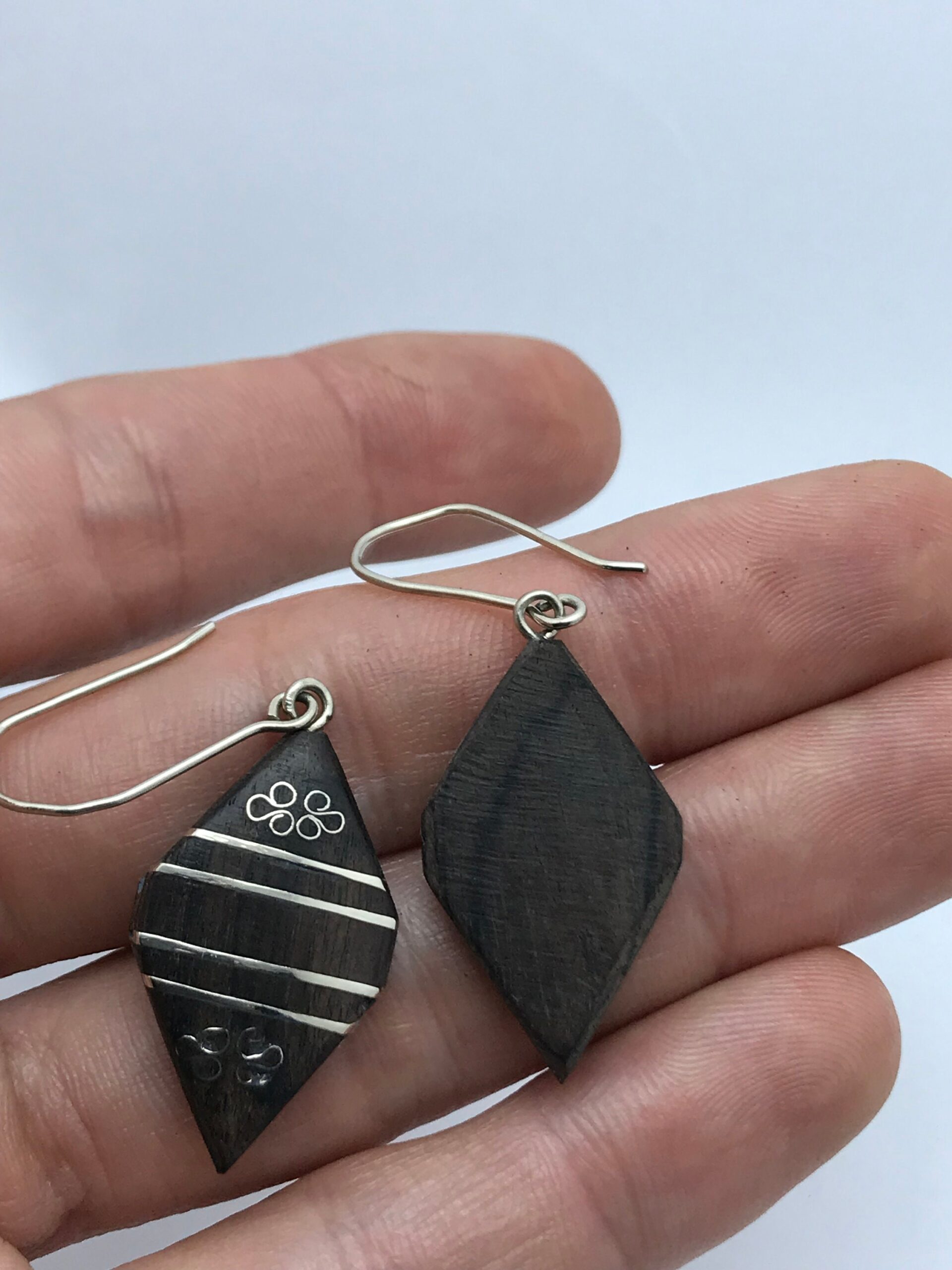 EARRINGS tuareg silver handmade from niger ebony - Image 3