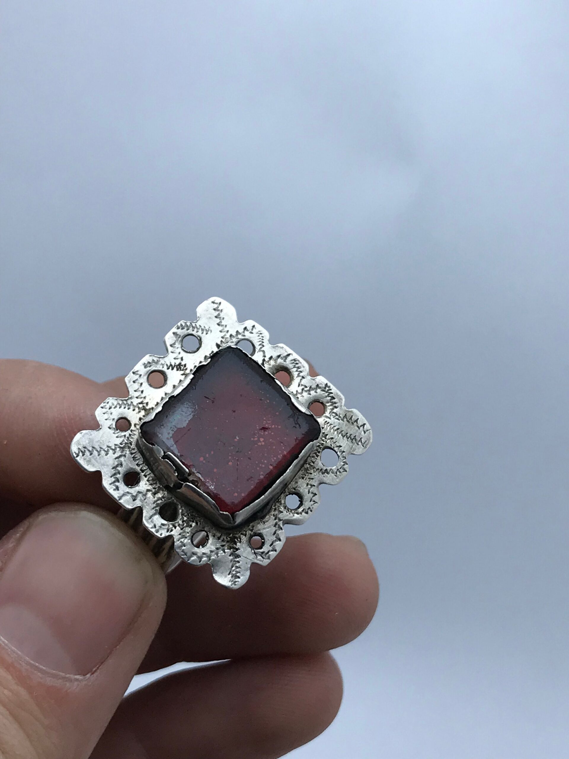 Vintage Berber Silver Ring: Moroccan Ethnic Jewelry, Size 10 - Image 2