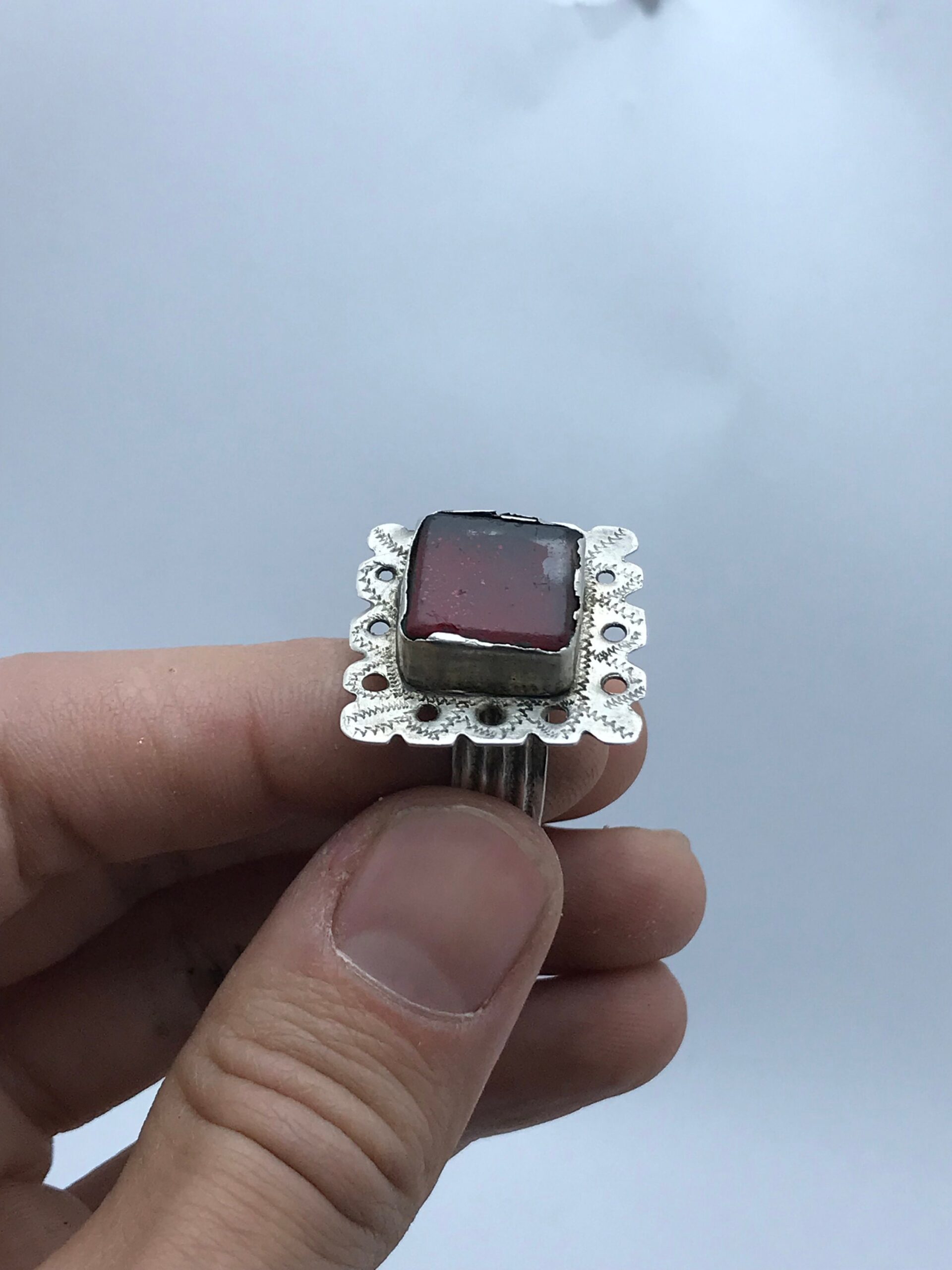 Vintage Berber Silver Ring: Moroccan Ethnic Jewelry, Size 10 - Image 8