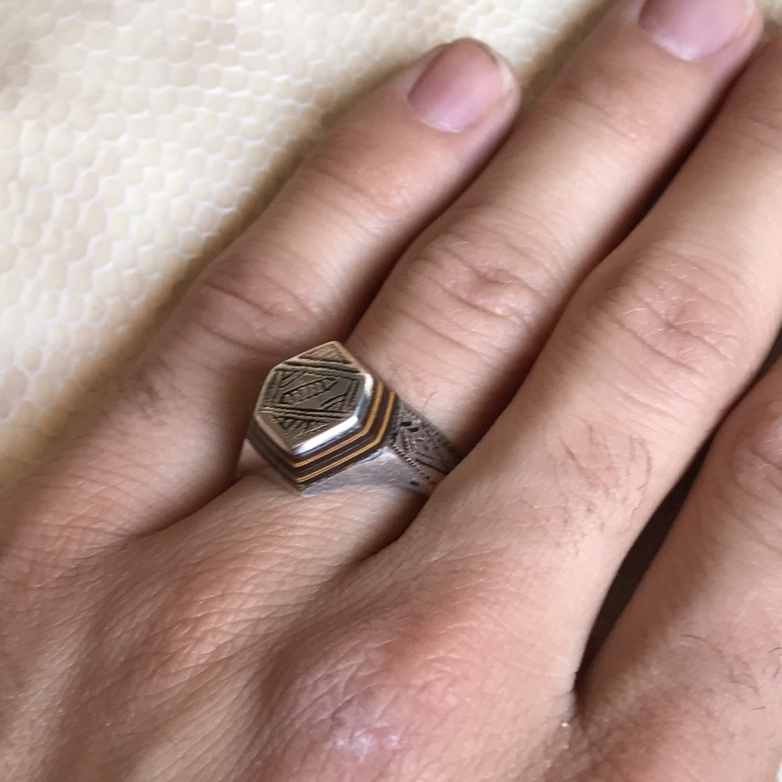 Handmade Touareg Ebony Ring: 999 Sterling Silver Ethnic Design