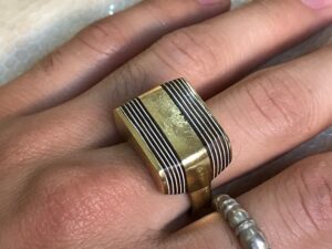bague touareg bronze avec bois d'ébène fait a main ethnique