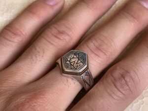 Handmade Touareg Silver Ring with Ebony Wood Inlay