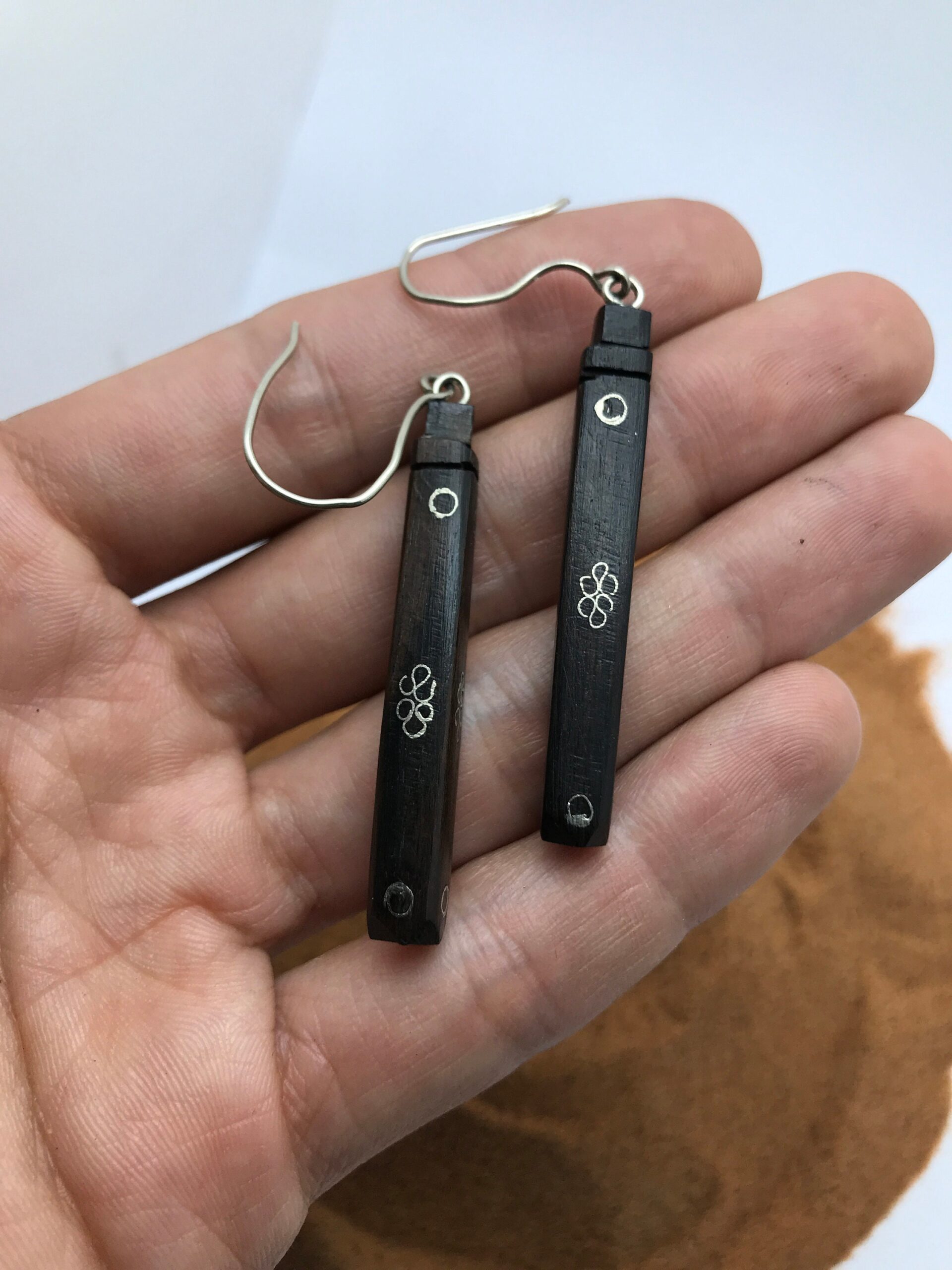 Boucles d'oreilles touareg argent & ébène, ethnique earrings - Image 3