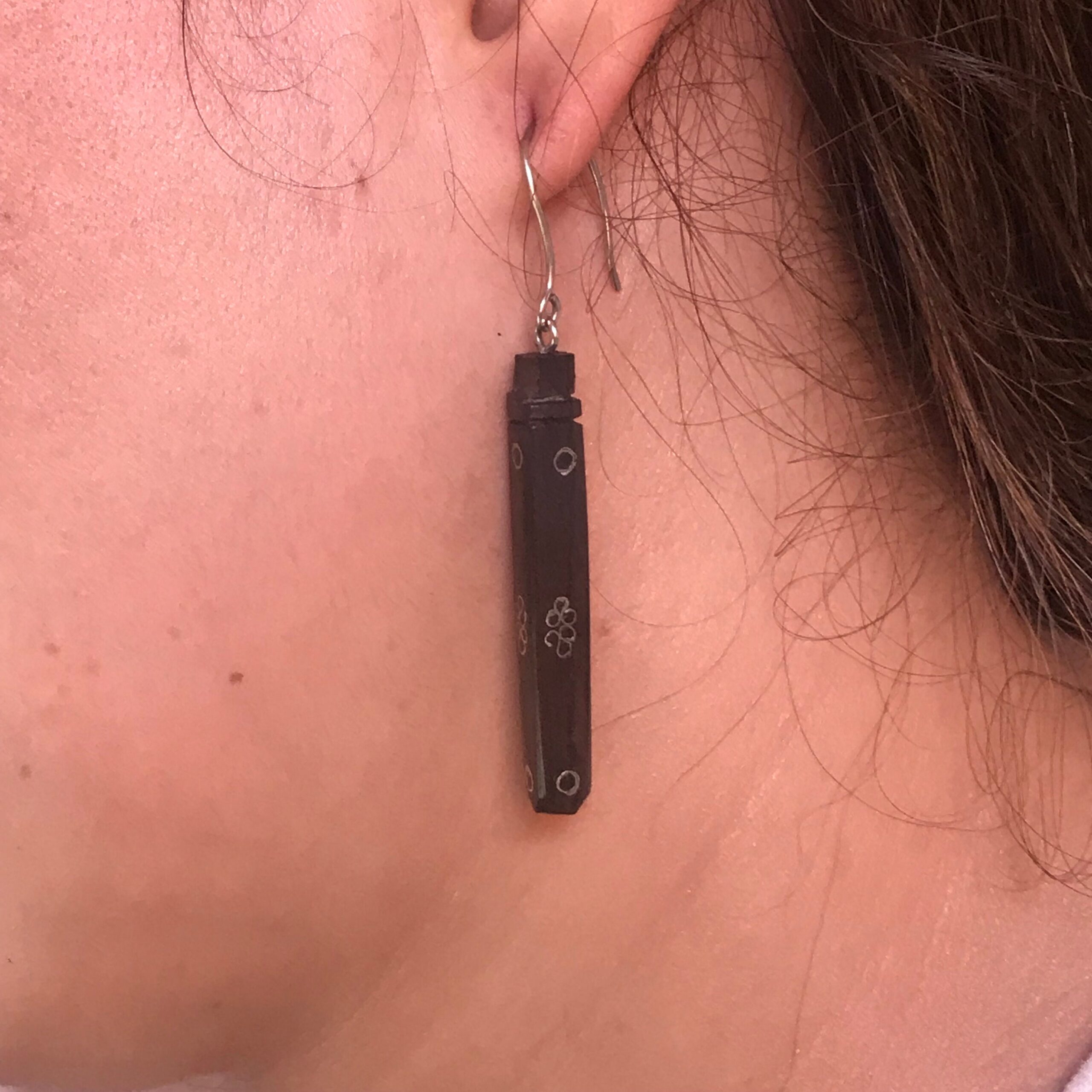 Boucles d'oreilles touareg argent & ébène, ethnique earrings