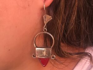 Handmade Touareg Silver Earrings: Berber Red Agate Jewelry