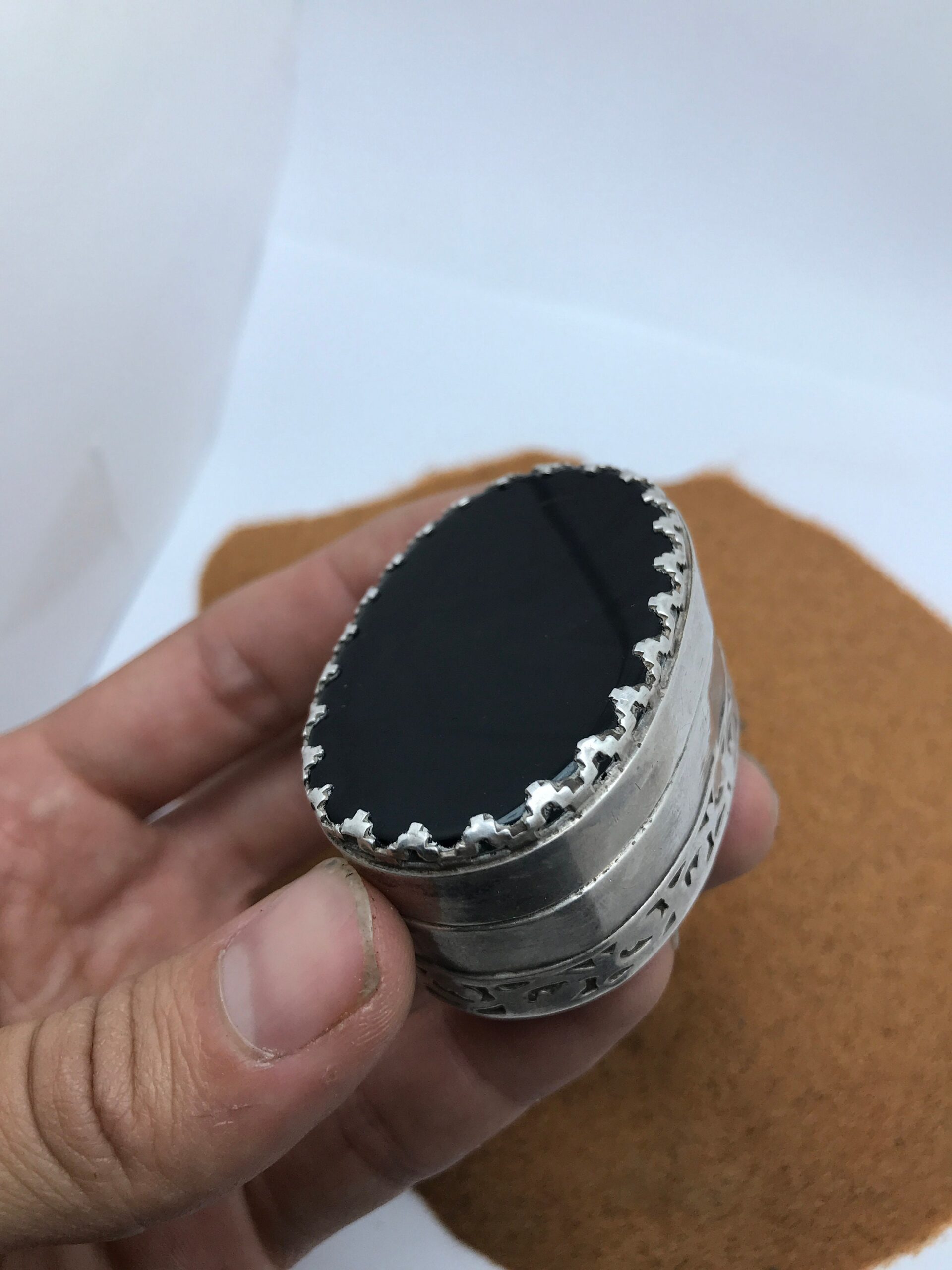 Handmade Sterling Silver Onyx Jewelry Box - Moroccan Decor