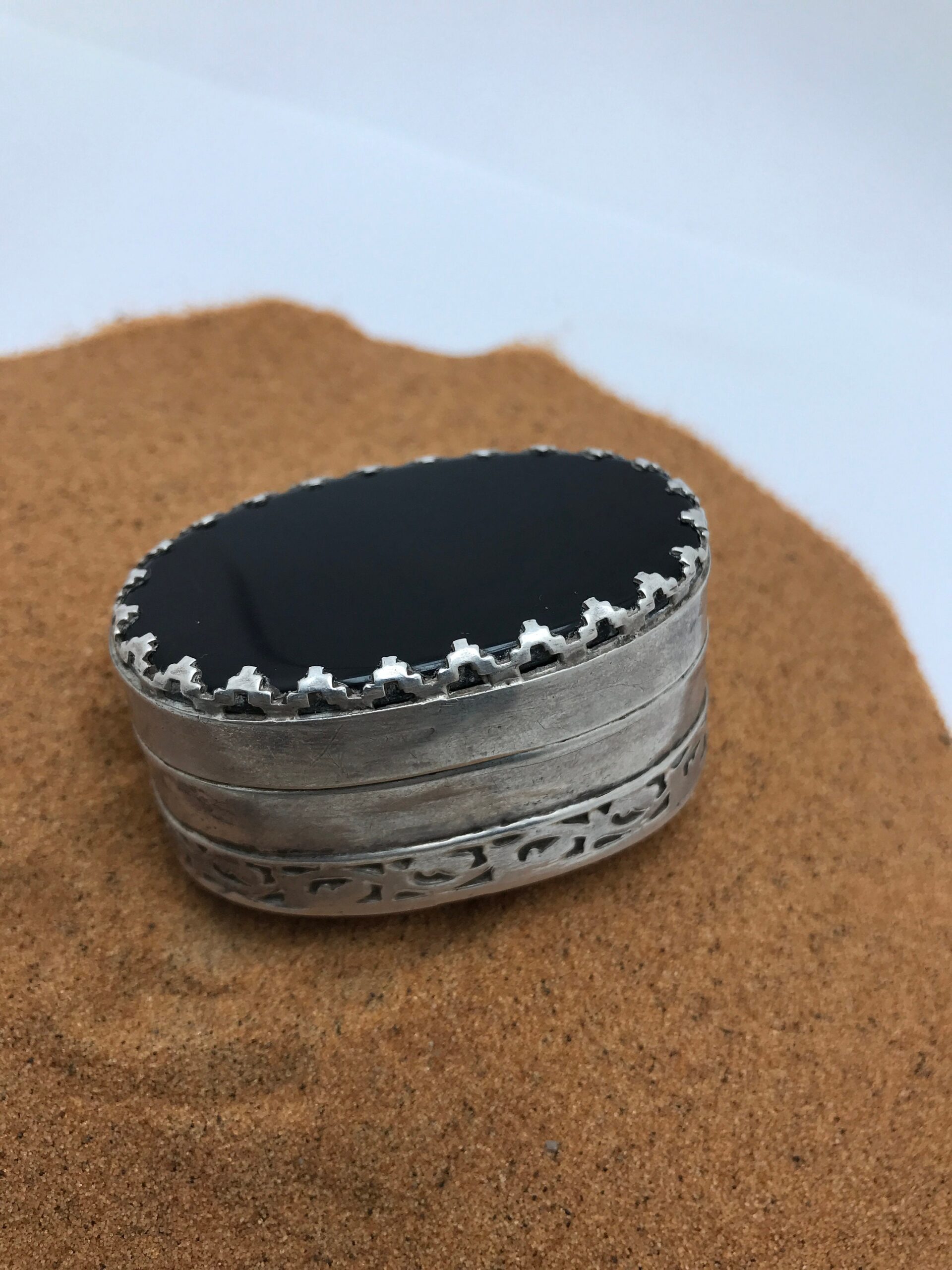 Handmade Sterling Silver Onyx Jewelry Box - Moroccan Decor - Image 6