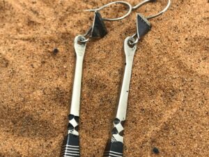 Handmade Tuareg Berber Earrings: Etched Bronze, Copper & Silver